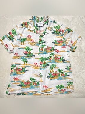 Pink Flamingo and Green Leaf Print